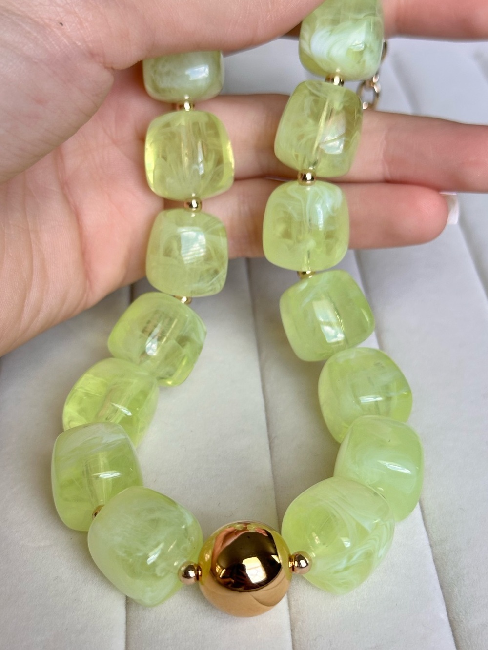 Lime Green Bead Statement Necklace